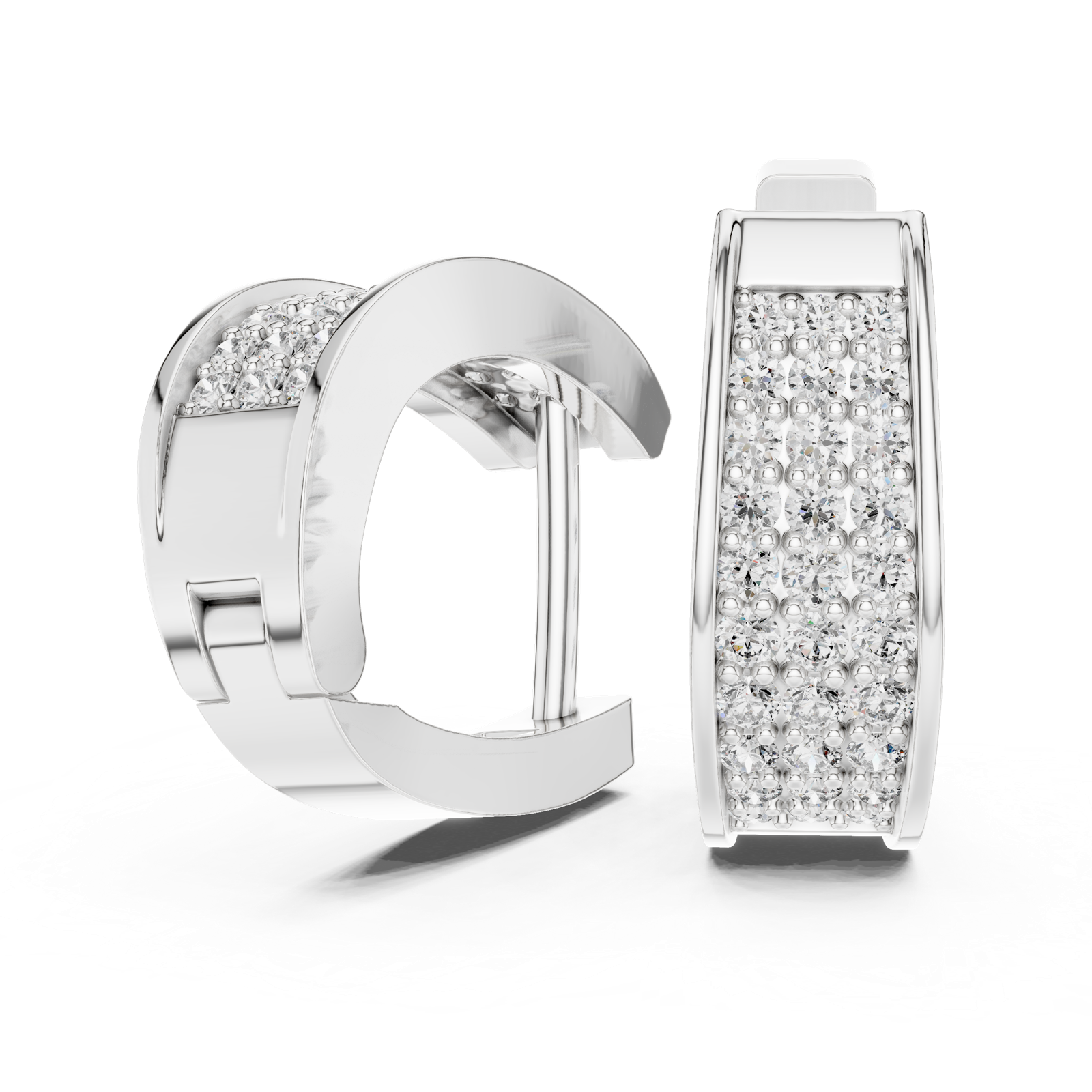 Gold Earrings L03-14, White Gold, view 1
