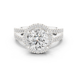 Gold Ring DDLR-350, Round center stone, White Gold