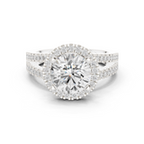 Gold Ring DDLR-350, Round center stone, White Gold