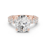 Gold Ring DDLR-087, Oval center stone, Rose Gold