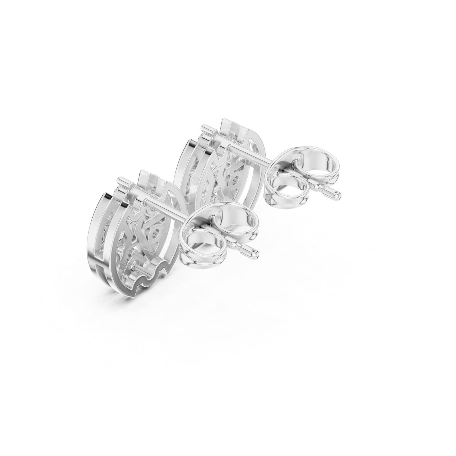 Gold Earrings AGDER-358, White Gold, view 2