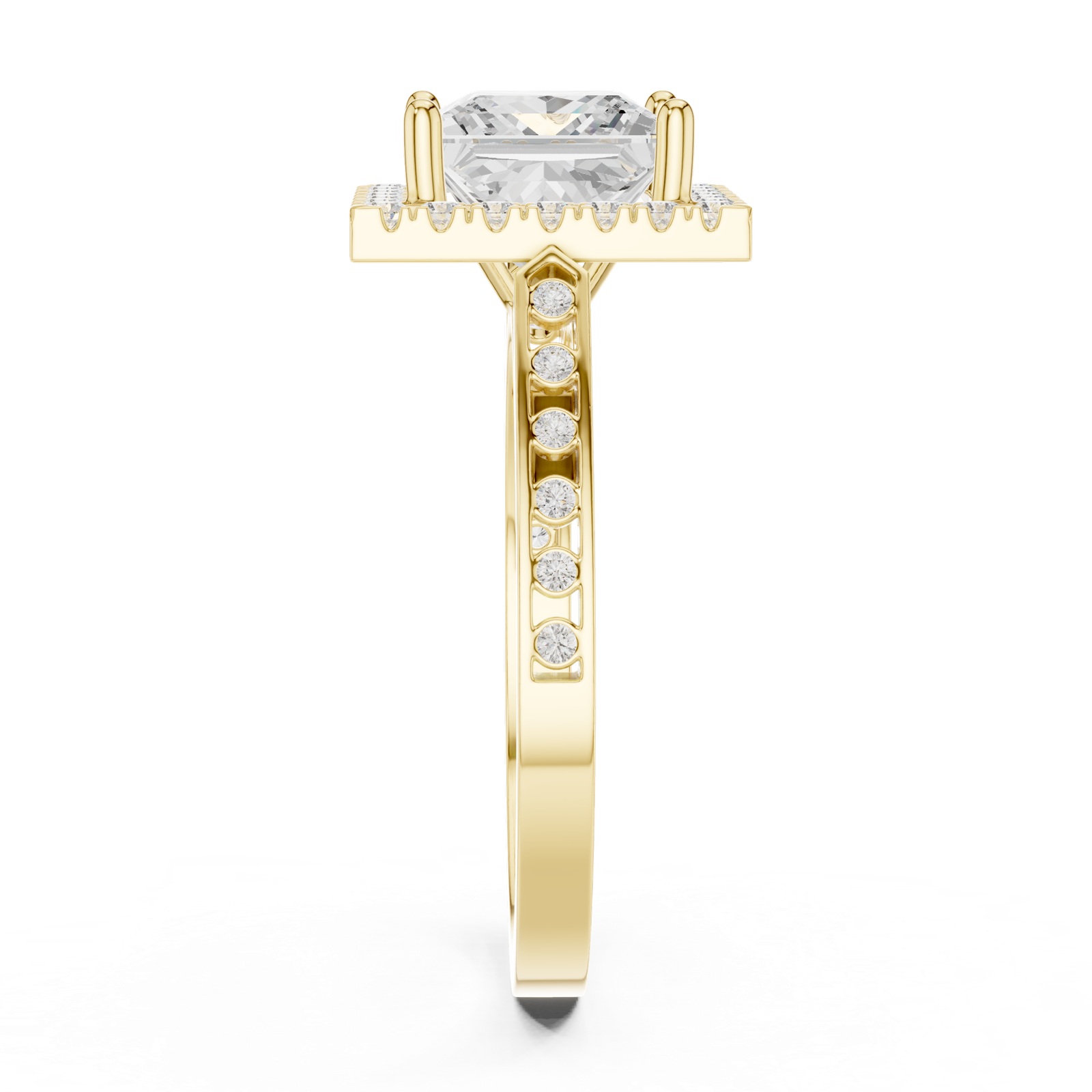 Gold Ring DDLR-349, Princess center stone, Yellow Gold, view 3