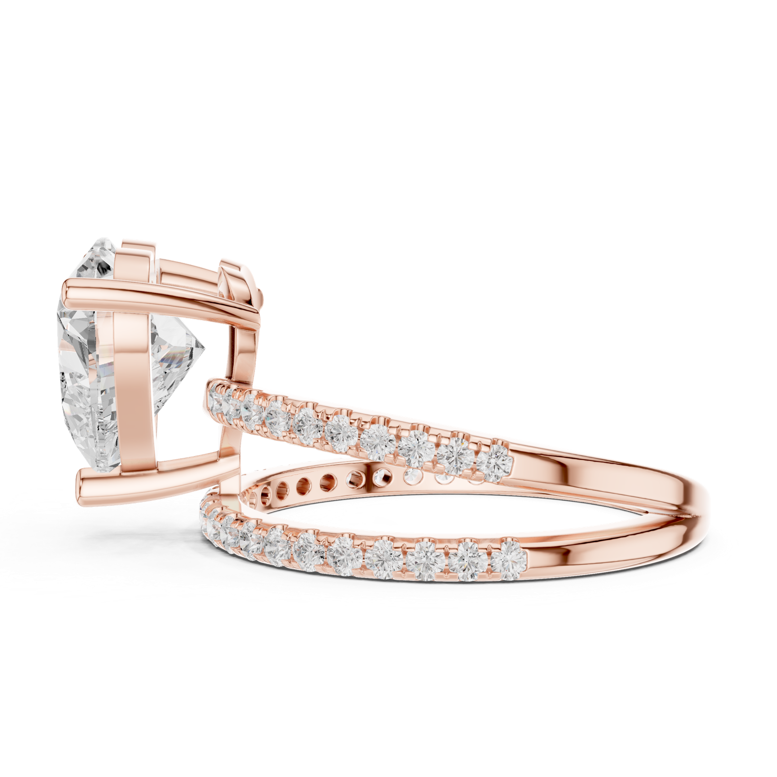 Gold Jewelry L35-39, Heart center stone, Rose Gold, view 3