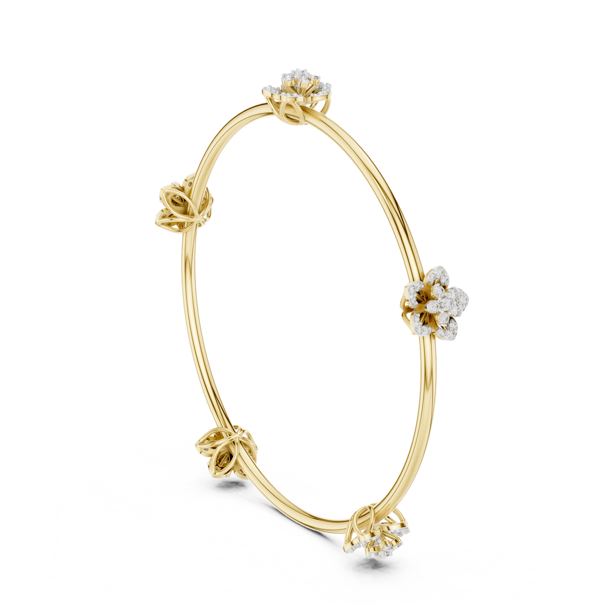 14K Solid Gold Lab Diamond Bracelet, Yellow Gold, view 1