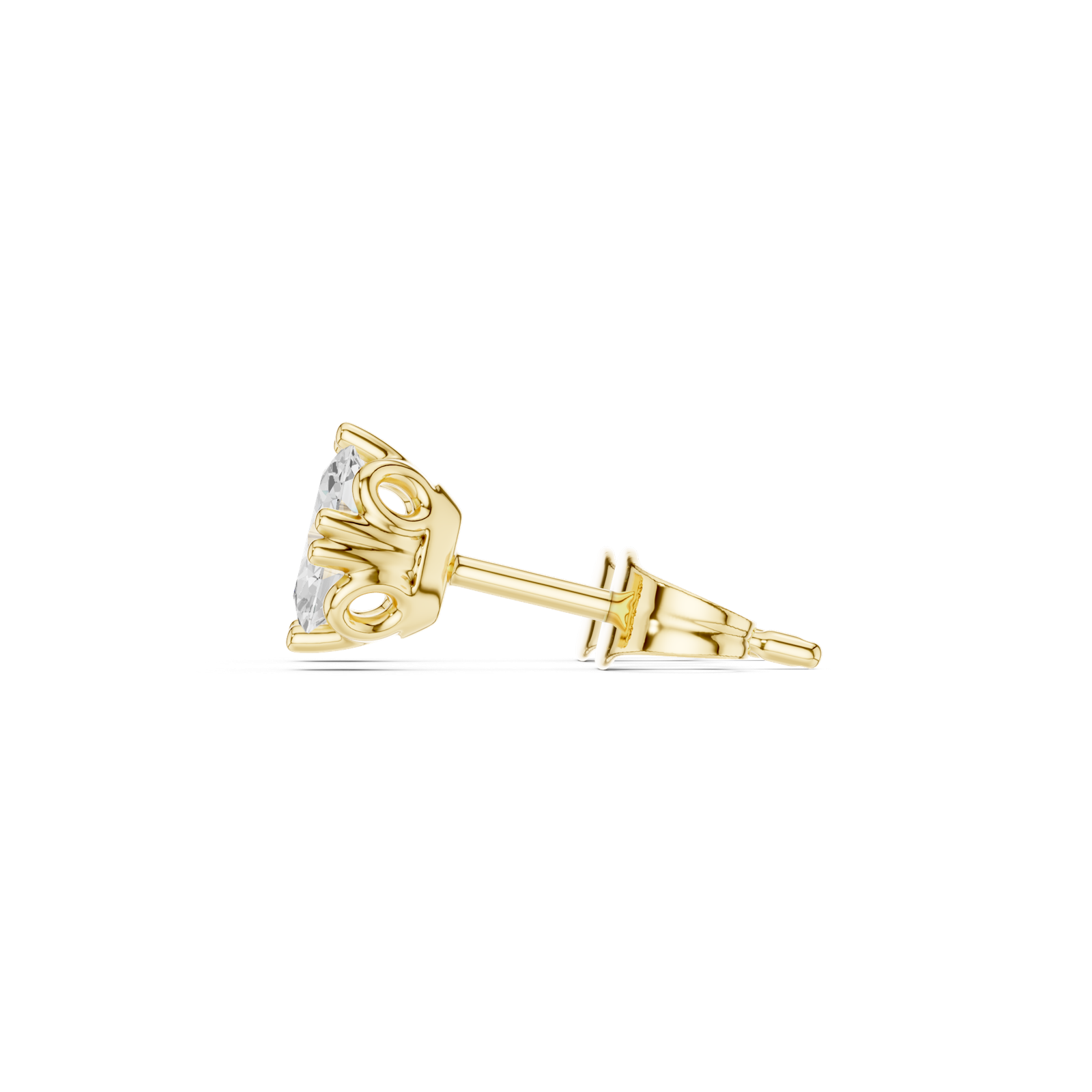 14K Solid Gold Lab Diamond Stud Earrings, Yellow Gold, view 3