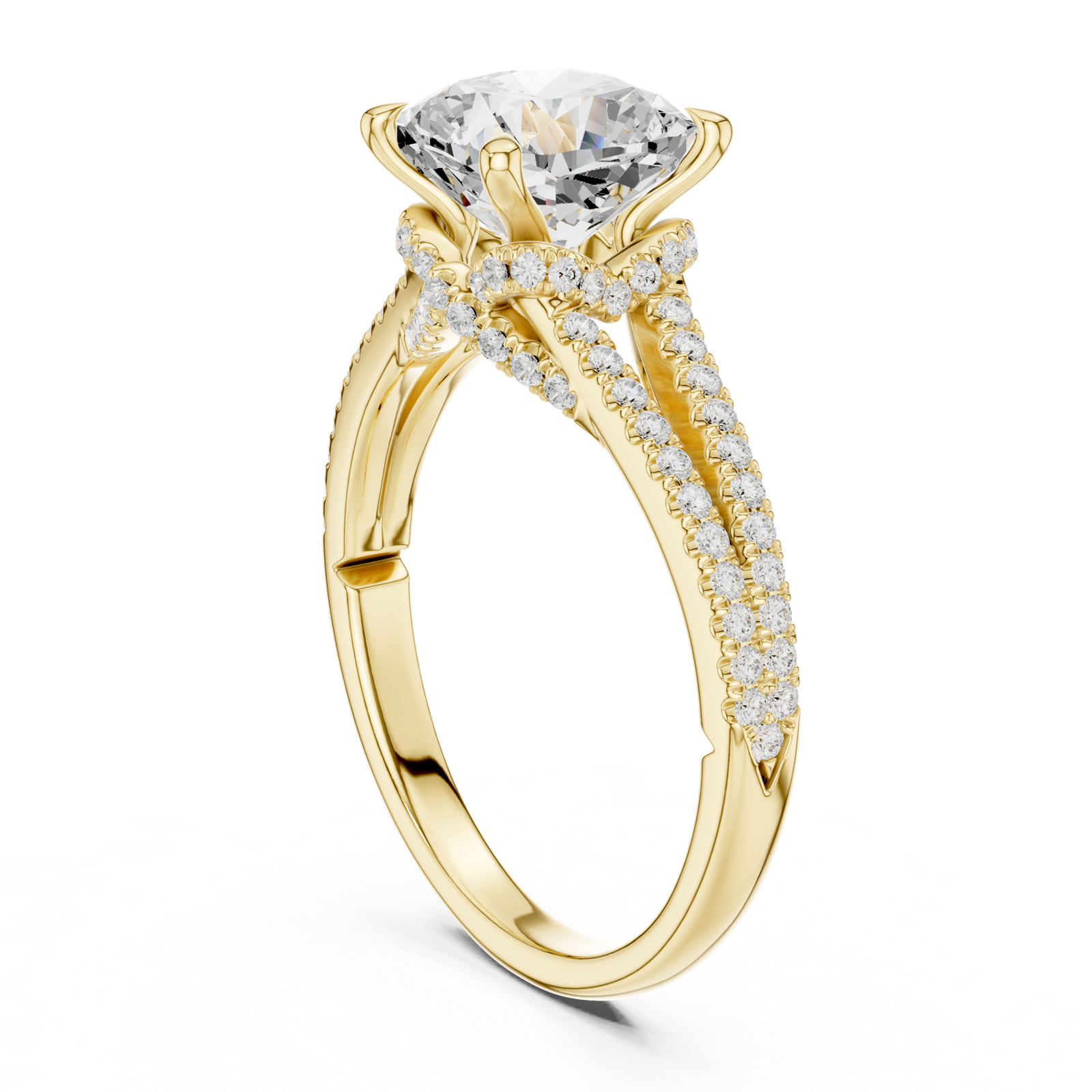 Gold Ring DDLR-252, Cushion center stone, Yellow Gold, view 1
