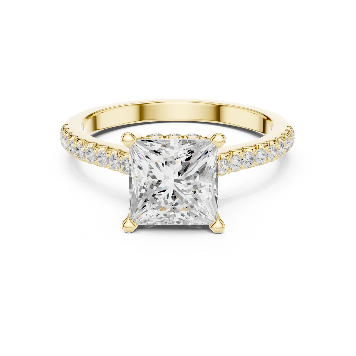 14K Solid Gold Lab Diamond Solitaire Ring, Yellow Gold