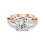 Gold Jewelry, Cushion center stone, Rose Gold