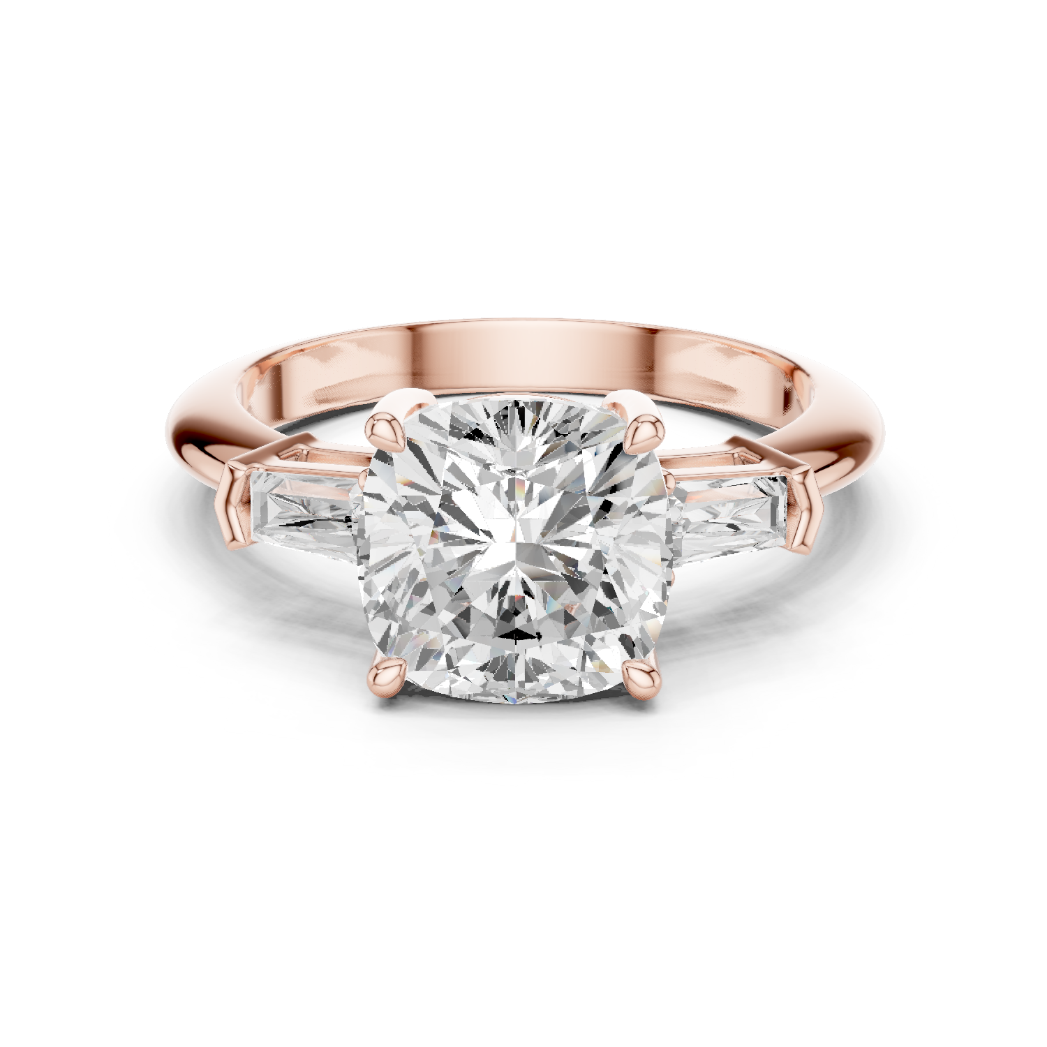 Gold Jewelry, Cushion center stone, Rose Gold