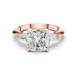Gold Jewelry, Cushion center stone, Rose Gold