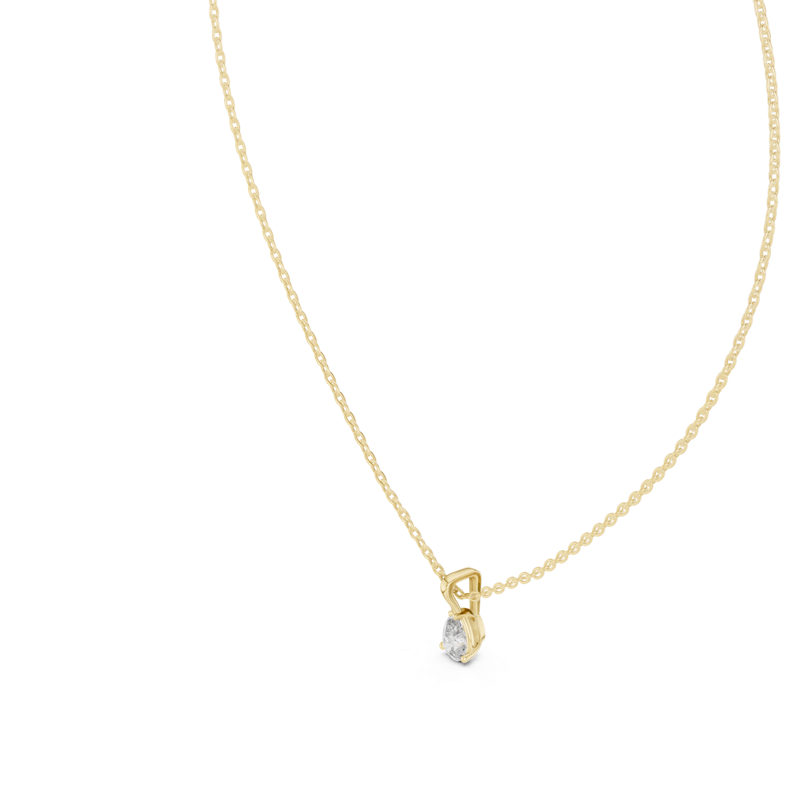 14K Solid Gold Lab Diamond Solitaire Pendant Necklace, Yellow Gold, view 2