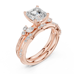 Gold Ring DDLR-299, Asscher center stone, Rose Gold, view 2
