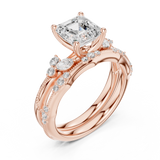 Gold Ring DDLR-299, Asscher center stone, Rose Gold, view 2