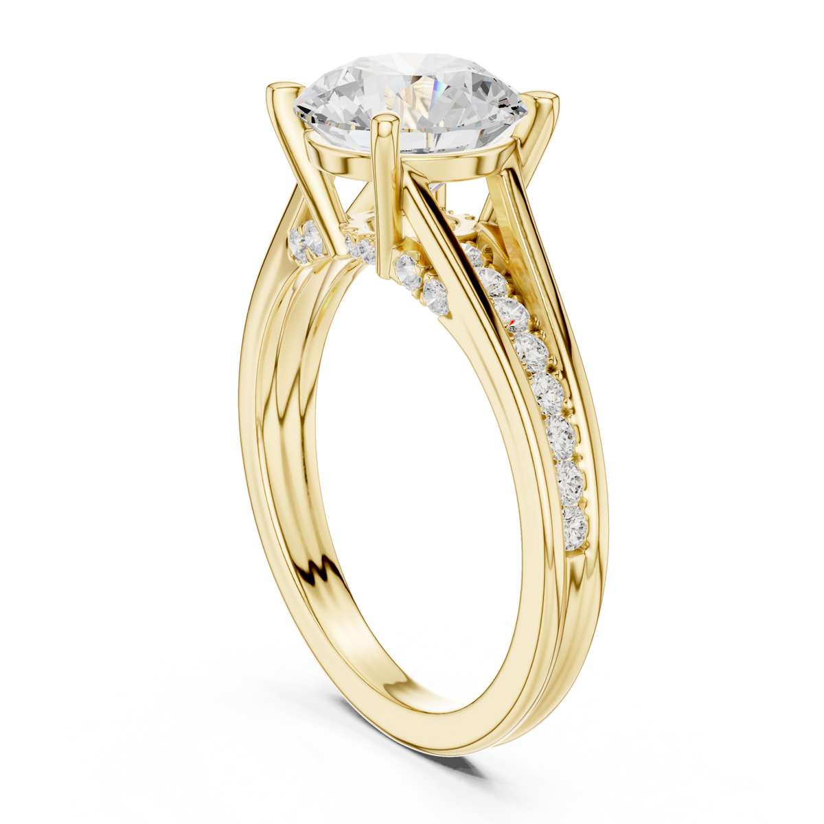 14K Solid Gold Lab Diamond Solitaire Ring, Yellow Gold, view 1