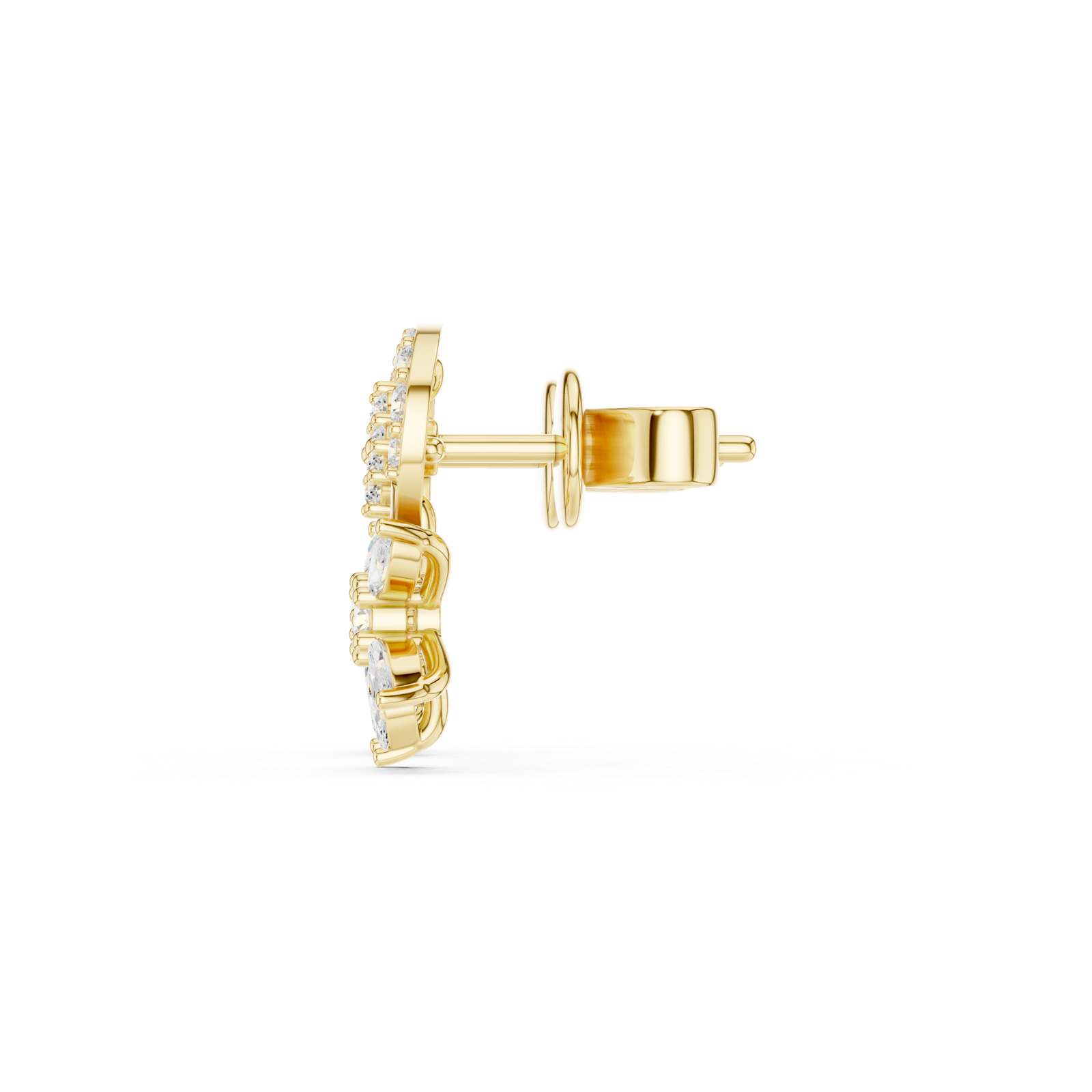 Gold Earrings HER-89, Yellow Gold, view 3
