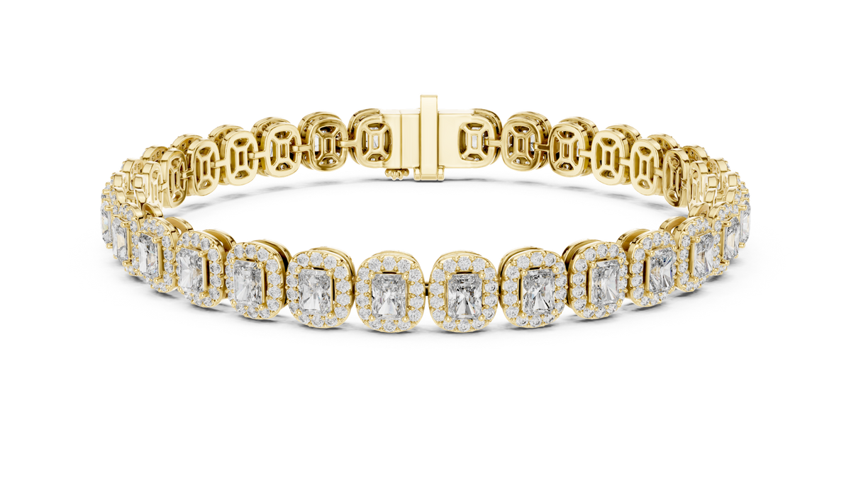 14K Solid Gold Lab Diamond Bracelet, Yellow Gold