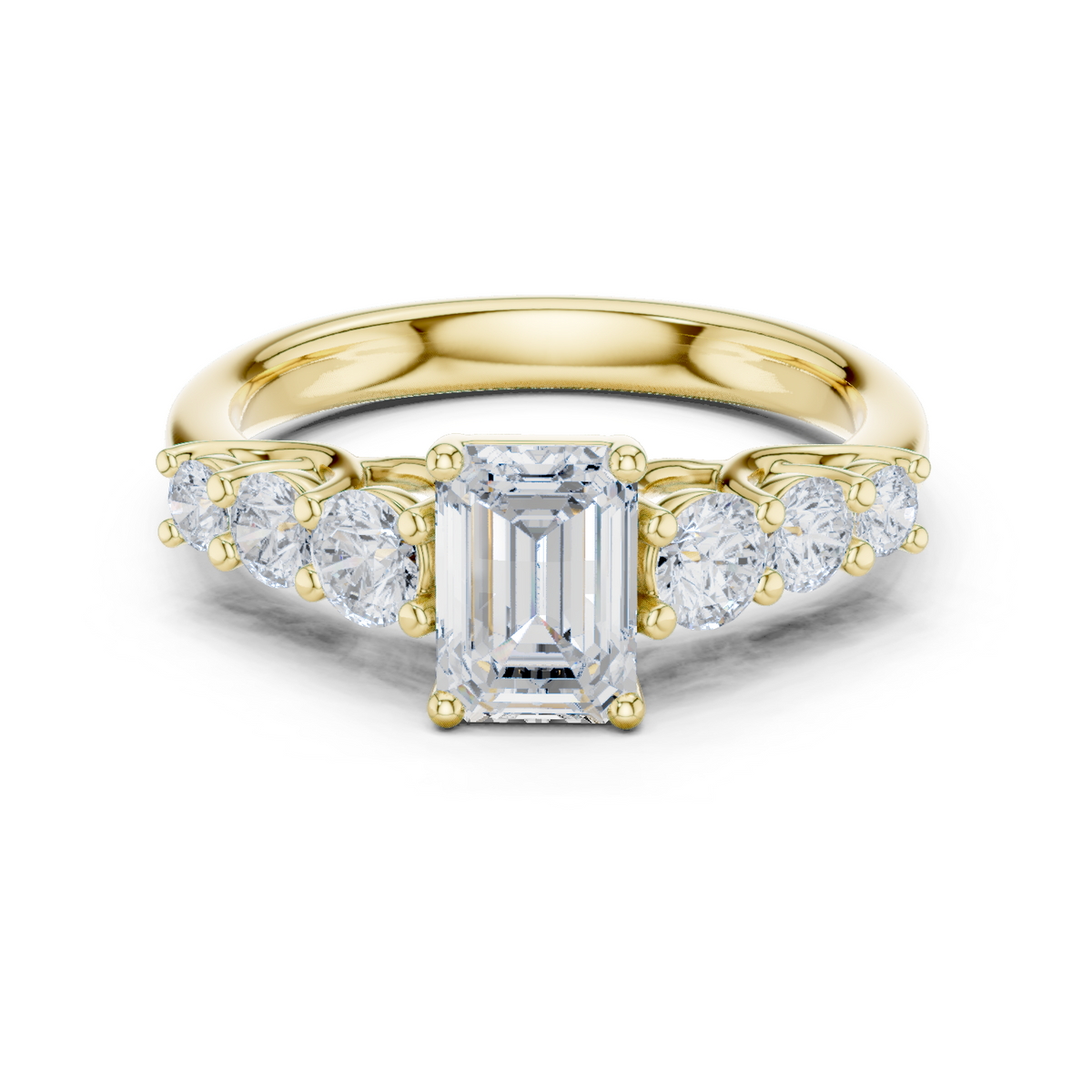 14K Solid Gold Lab Diamond Solitaire Ring, Yellow Gold