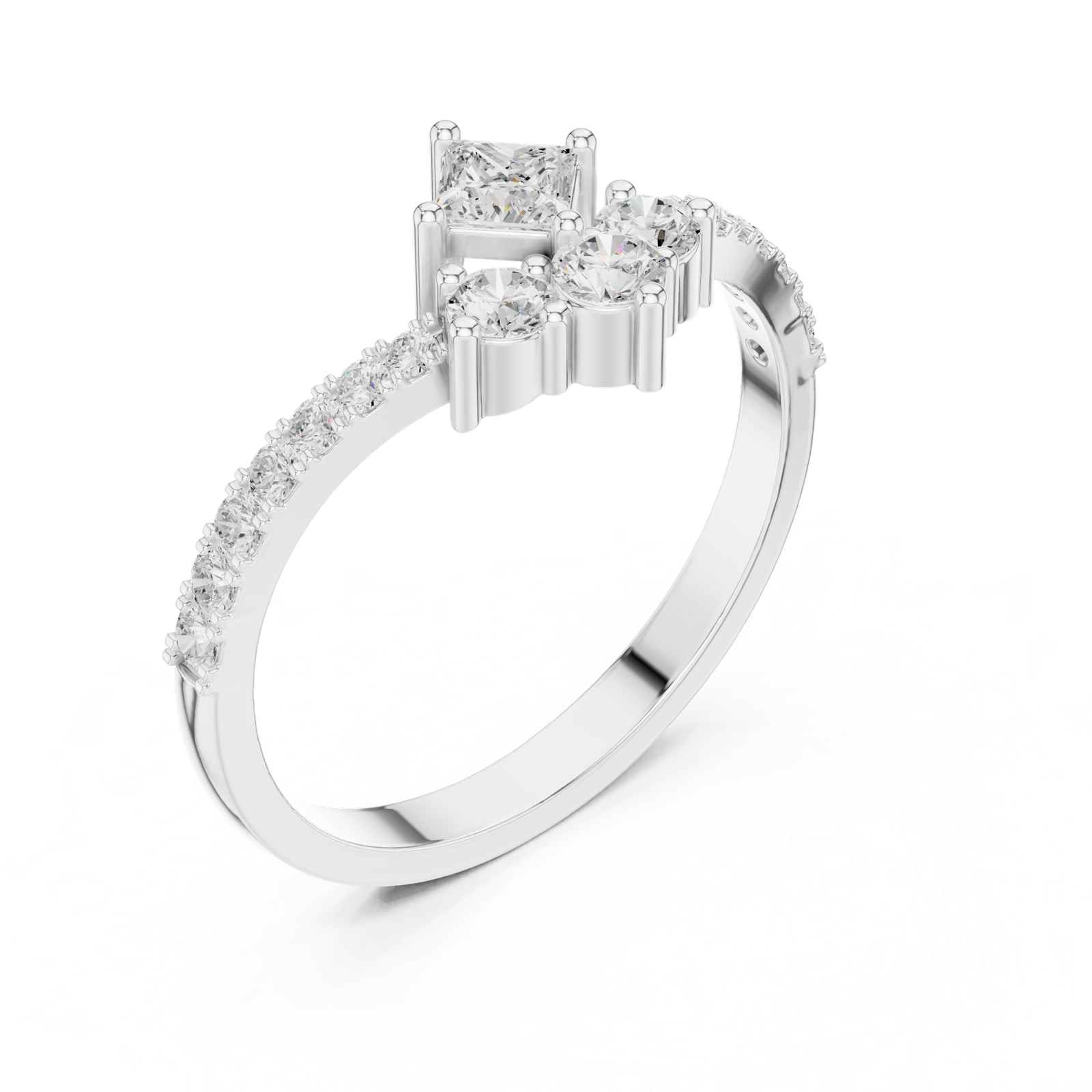 Gold Ring HLR-44, White Gold, view 2