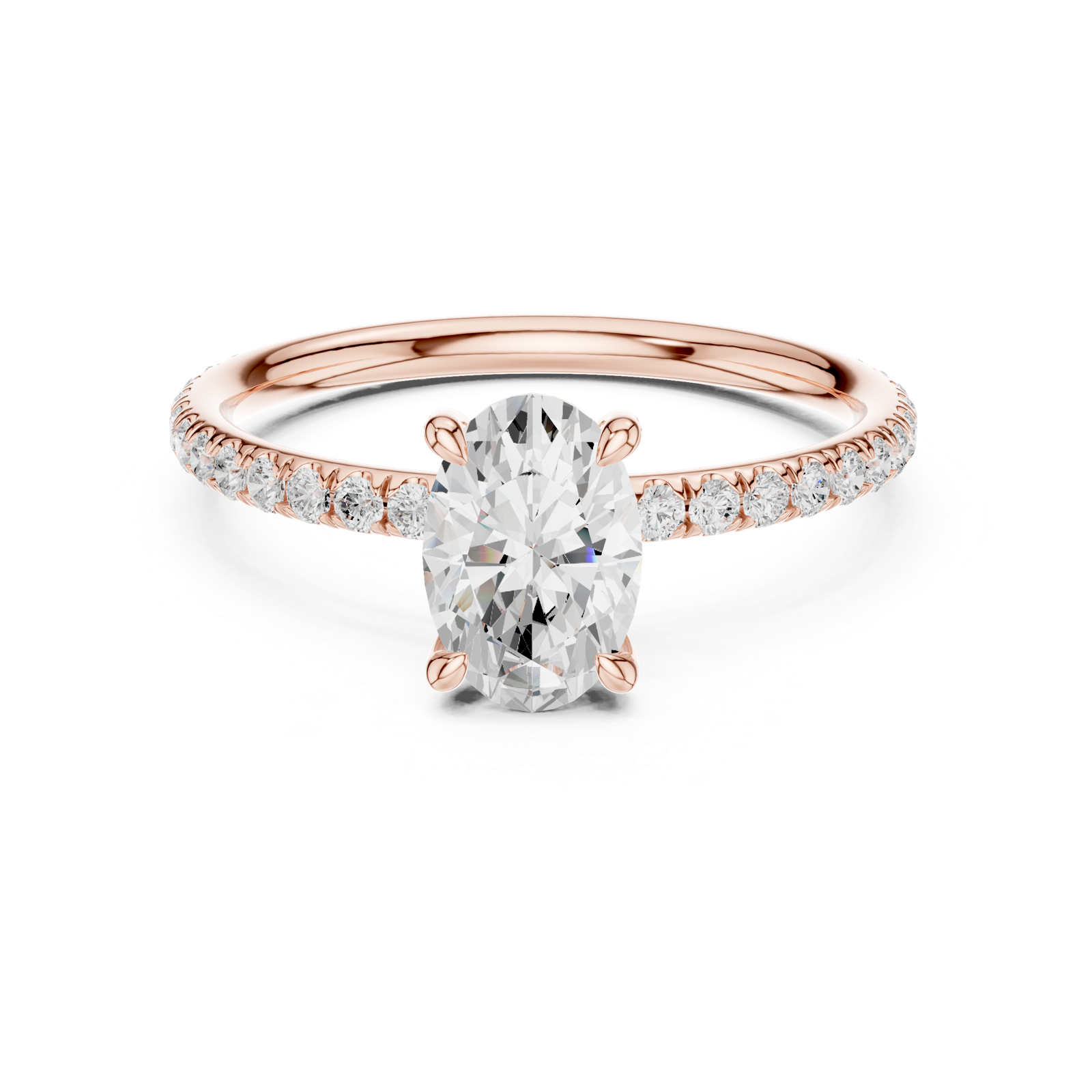 Gold Jewelry L36-15, Oval center stone, Rose Gold, view 4