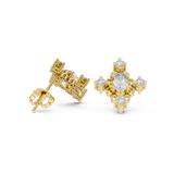 Gold Earrings AGDER-350, Yellow Gold, view 1