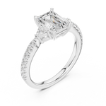 Gold Ring, Emerald center stone, White Gold, view 2