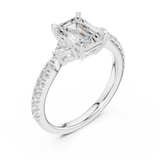 Gold Ring, Emerald center stone, White Gold, view 2