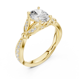 Gold Ring DDLR-257, Oval center stone, Yellow Gold, view 2