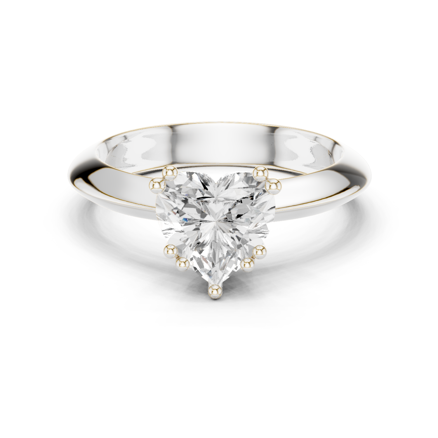 Gold Jewelry L36-8, Heart center stone, White Gold