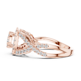 14K Solid Gold Lab Diamond Halo Ring, Rose Gold, view 3