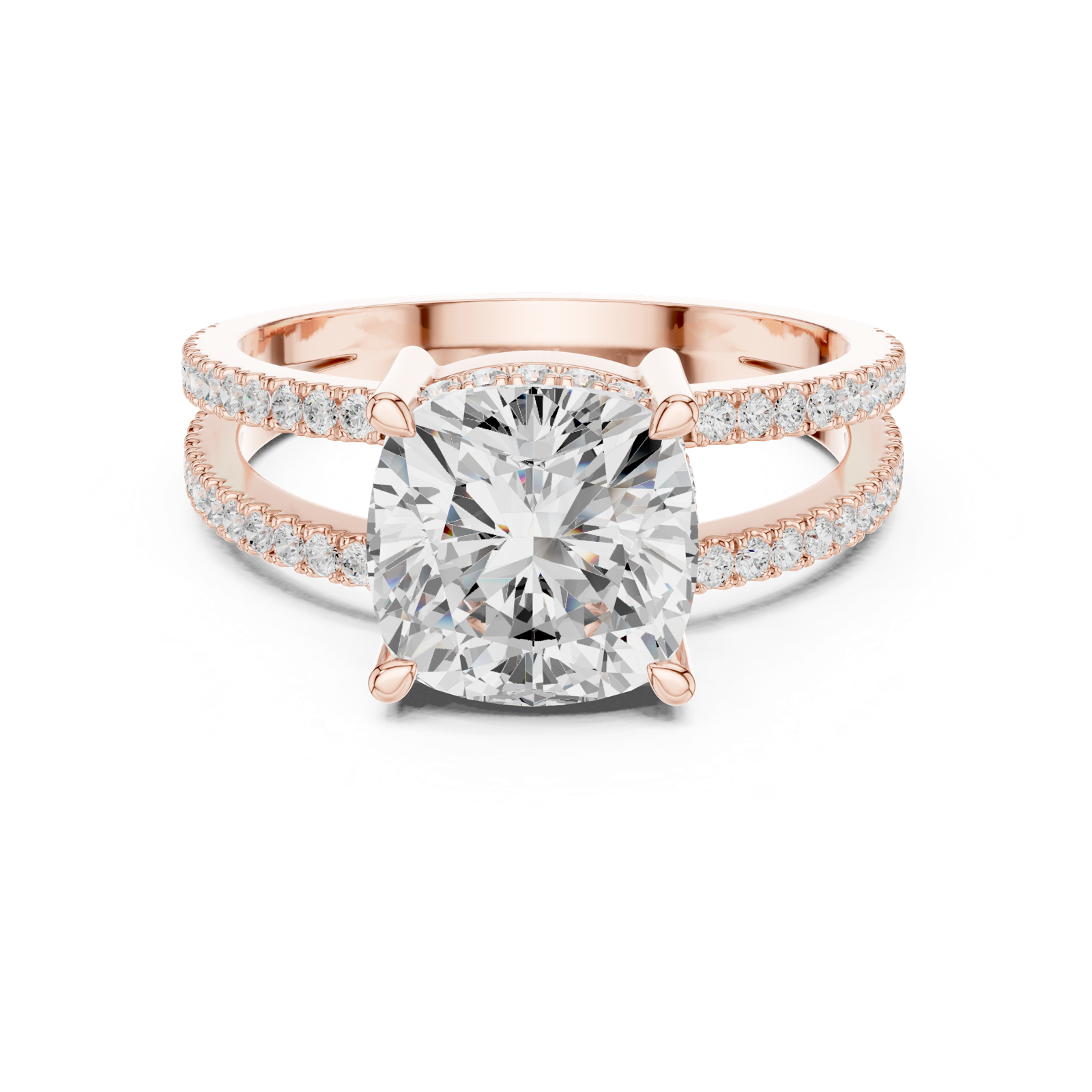 Gold Jewelry, Cushion center stone, Rose Gold, view 4