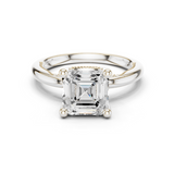 Gold Ring, Asscher center stone, White Gold