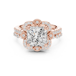 Gold Ring DDLR-442, Princess center stone, Rose Gold, view 4