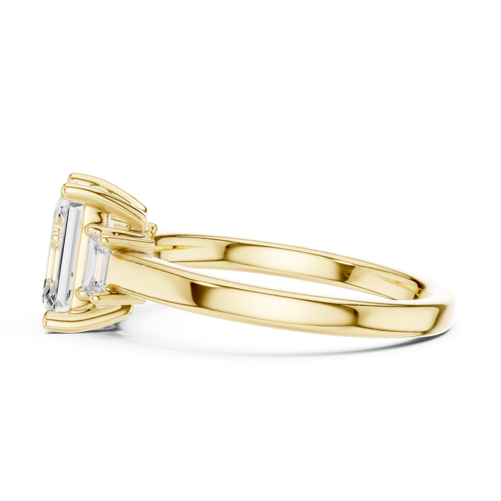 Gold Ring DDLR-038, Emerald center stone, Yellow Gold, view 3