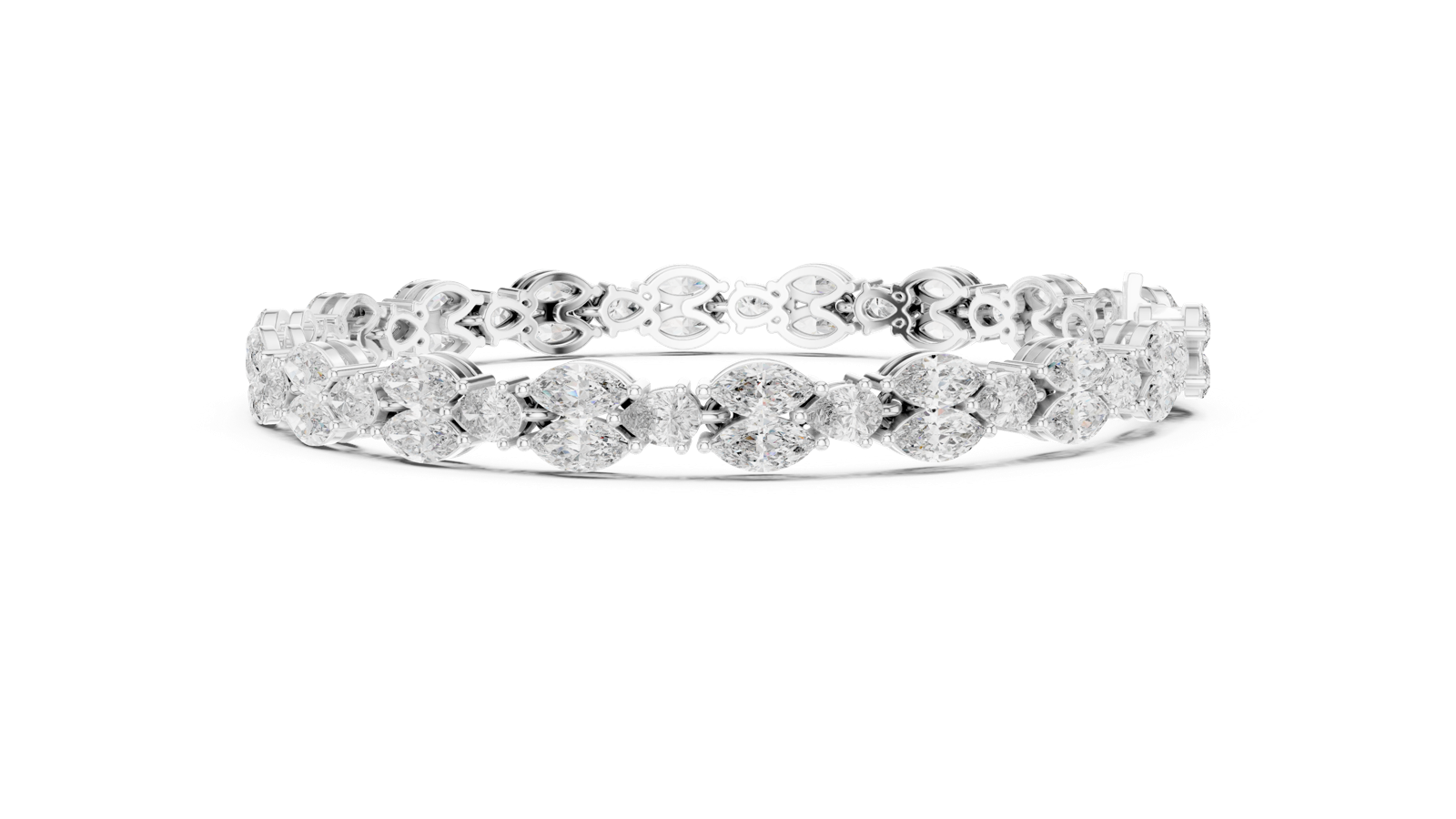 14K Solid Gold Lab Diamond Bracelet, White Gold, view 3