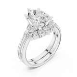 Gold Ring DDLR-440, Pear center stone, White Gold, view 2