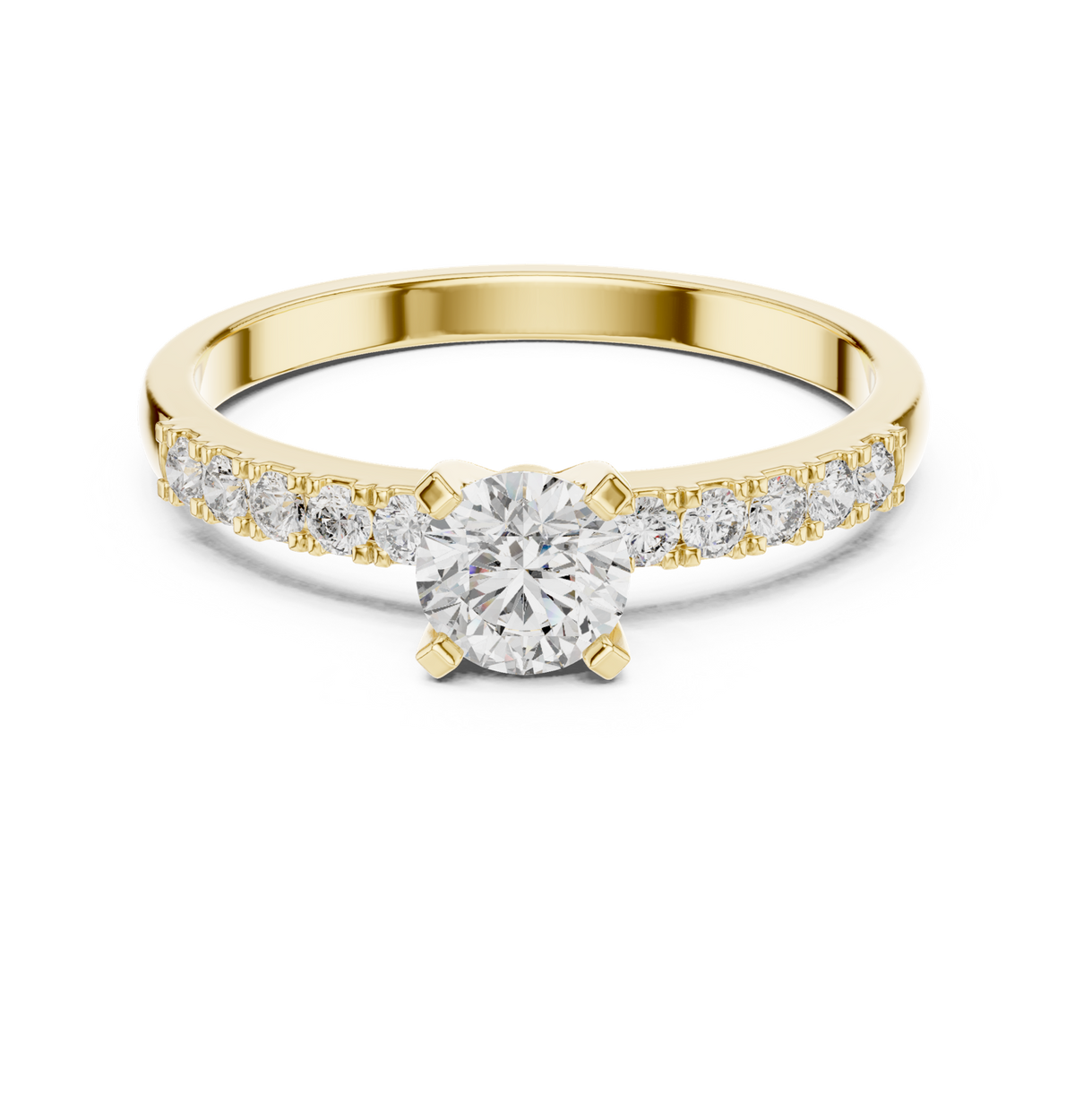 14K Solid Gold Lab Diamond Solitaire Ring, Yellow Gold