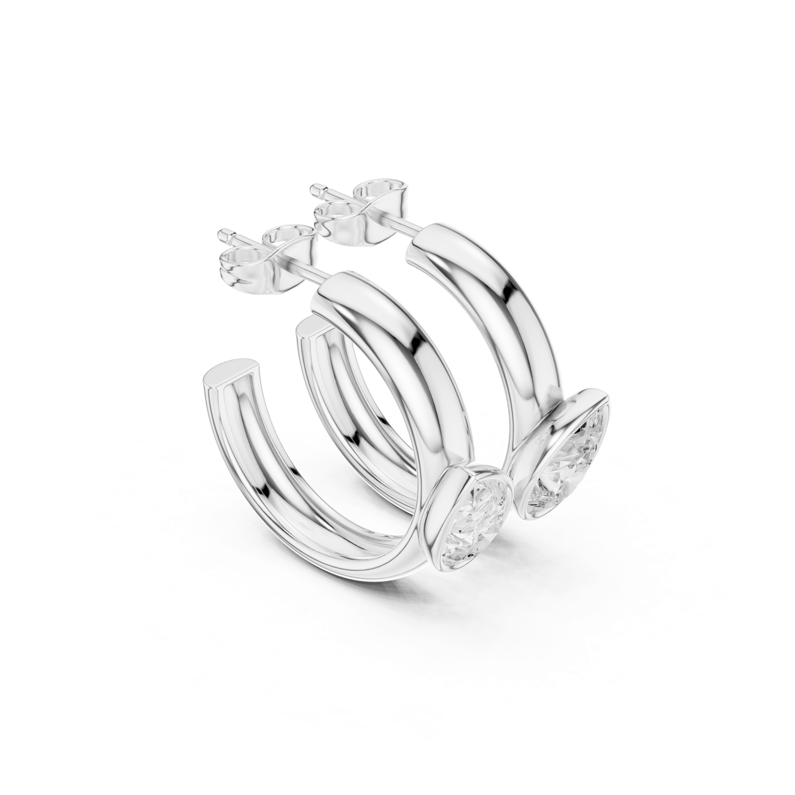 Gold Earrings SBER(34), White Gold, view 1