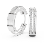 14K Solid Gold Lab Diamond Huggie Earrings, White Gold, view 1