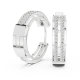 14K Solid Gold Lab Diamond Huggie Earrings, White Gold, view 1