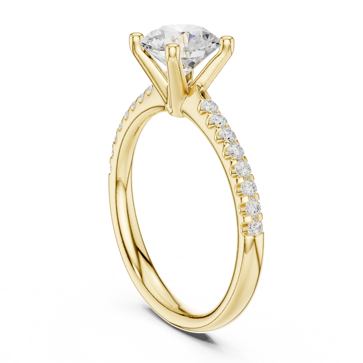 14K Solid Gold Lab Diamond Solitaire Ring, Yellow Gold, view 1