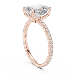 Gold Jewelry, Emerald center stone, Rose Gold, view 1