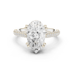 Gold Ring DDLR-260, Pear center stone, White Gold