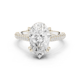 Gold Ring DDLR-260, Pear center stone, White Gold