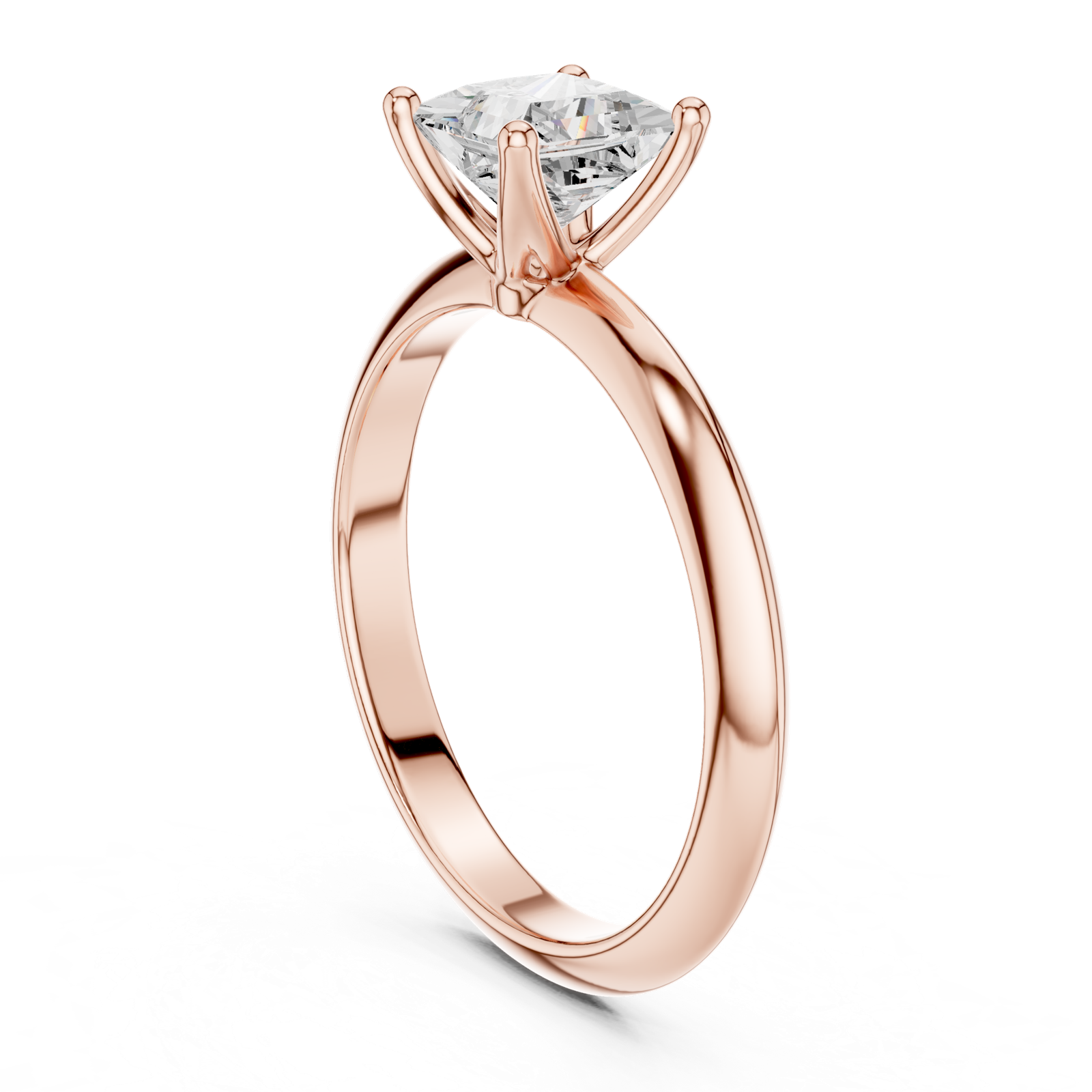 Gold Jewelry L36-6, Princess center stone, Rose Gold, view 1