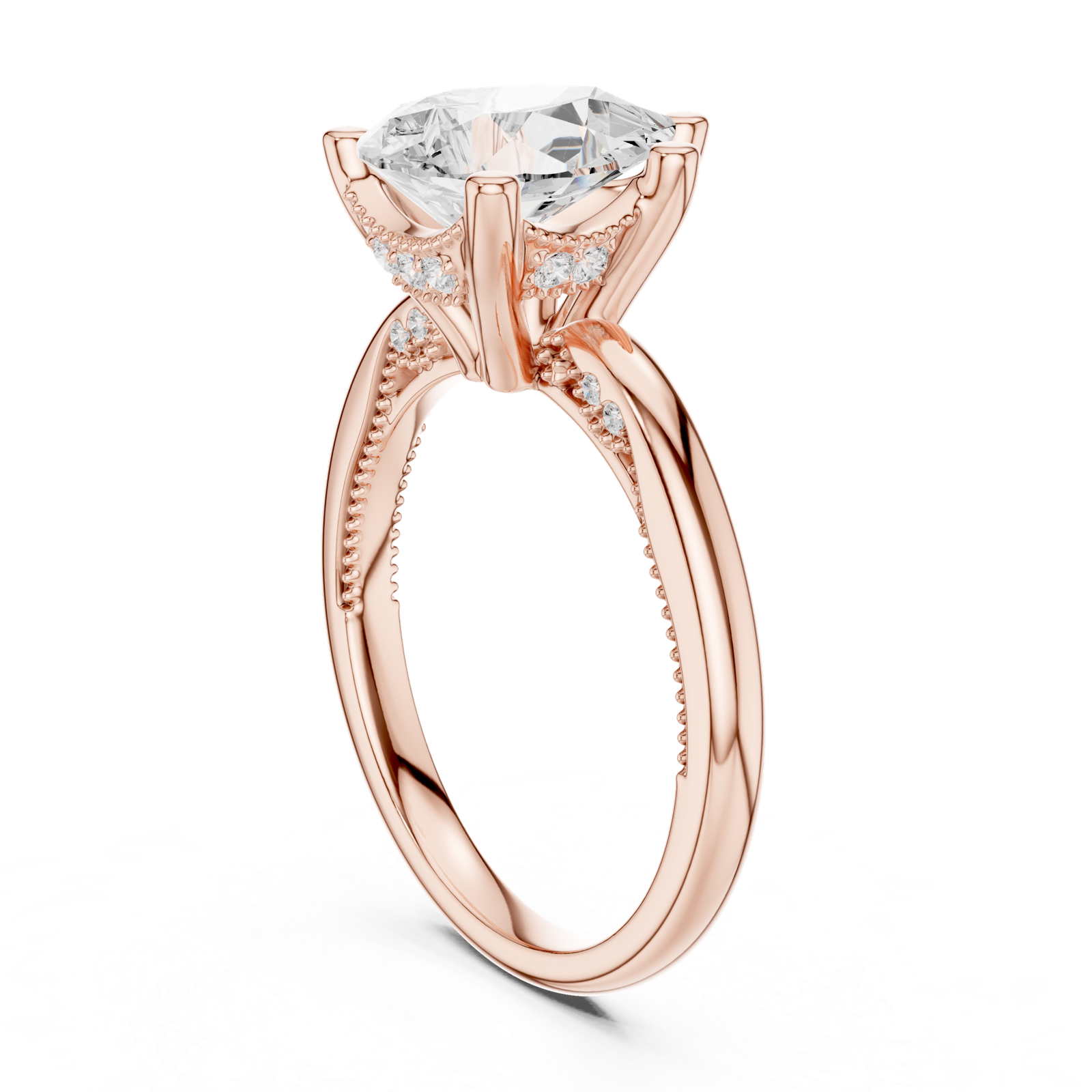 Gold Ring DDLR-175, Pear center stone, Rose Gold, view 1