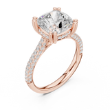Gold Ring DDLR-260, Cushion center stone, Rose Gold, view 2
