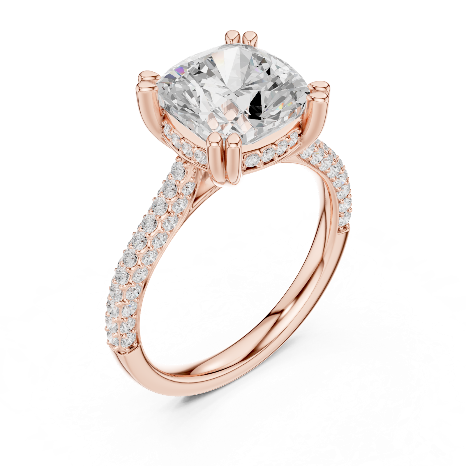 Gold Ring DDLR-260, Cushion center stone, Rose Gold, view 2