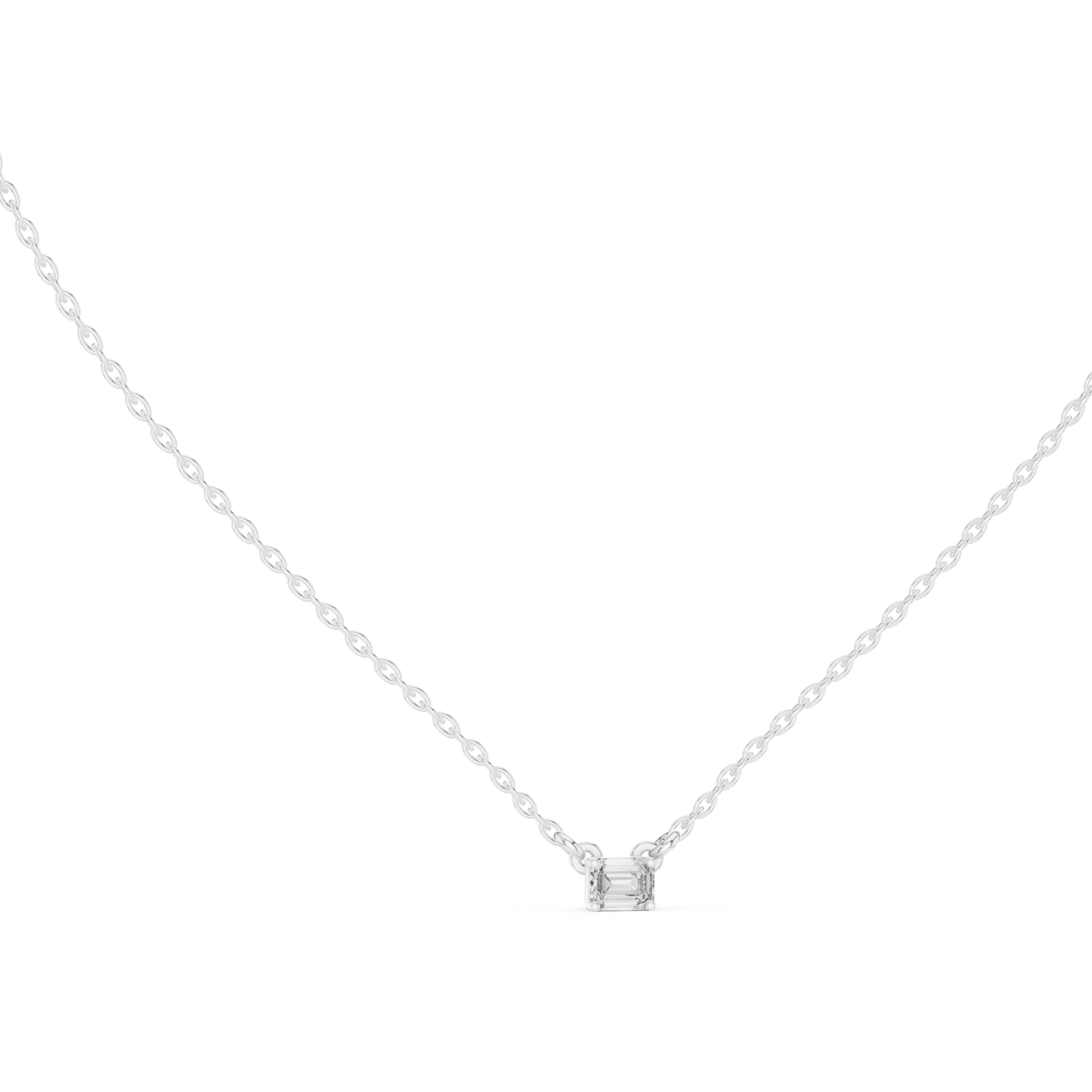 14K Solid Gold Lab Diamond Solitaire Pendant Necklace, White Gold, view 1