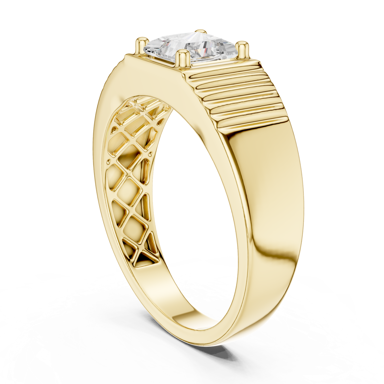 14K Solid Gold Lab Diamond Solitaire Ring, Yellow Gold, view 1