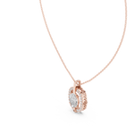 14K Solid Gold Lab Diamond Halo Pendant Necklace, Rose Gold, view 2